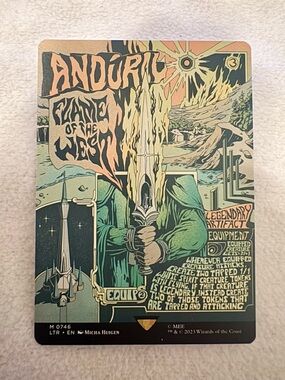 Andúril Flame of the West Borderless Poster Lord of the Rings Card MTG Near Mint